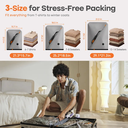 New X8 Vacuum Packing Pump Storage Bags，Summer Vibes Rechargeable Wireless Pump Travel Storage Bags Set - 20 Pack Portable Space Saver Bags for Travel & Home - Vacuum Compression Packing Seal for Clothes, Blankets, Seasonal Storage